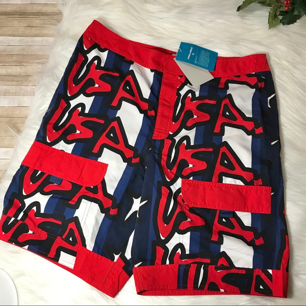 Stephen Sprouse Target Mens Sz36 USA Patriotic Swim Trunks 2009 Collaboration